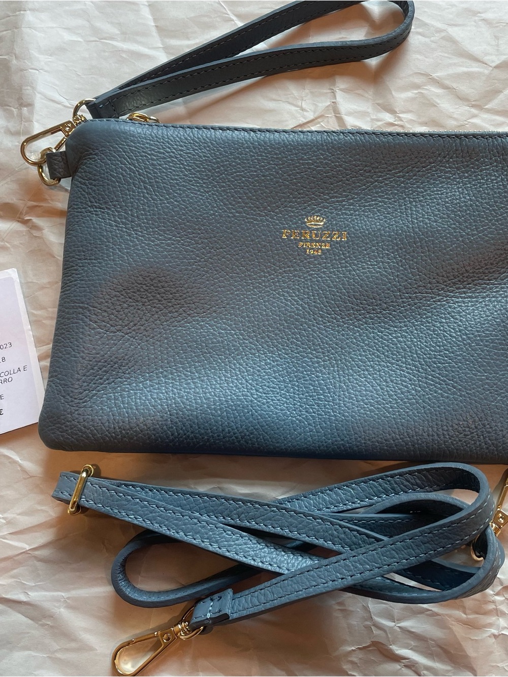 Peruzzi Slate Blue Leather Classic Wristlet NWT - Picture 8 of 12